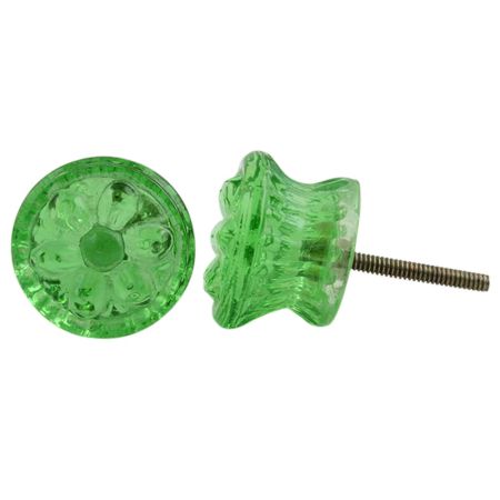 Green Power Drum Glass Drawer Knob